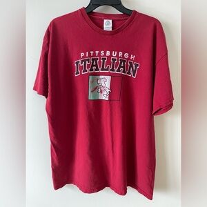 Pittsburgh Italian Red Flag Design Graphic Tee, 28.5” length, 24.5” width, 2XL